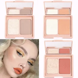 CMAADU 2色Blush Face Shimmer Blonzersハイライトパレット自然フェイス赤面化粧品防水ブラッシュセット