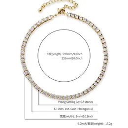 Hip Hop 18K Gold Bling Diamond Womens Tennis Chain Anklet Adjustable Barefoot Ankle Bracelet Bijoux Iced Out Cubic Zirconia Cz Stone Chains Jewelry For Women Girls
