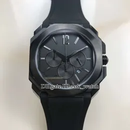 NEW 42 milímetros Data Octo 103027 Quartz Chronograph Mens Black Watch pulseira de borracha aço capa Gents Black Dial Relógios de presente perfeito 7 Cores