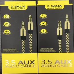 3.5 AUX Audio Cable 3,5 mm flätad manlig till manlig ljudkabel 1,5m 3m för bilmusik