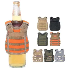 Beverage Koozie Vest Military Molle Mini Beer Cover Vest Cooler Sleeve Adjustable Shoulder Straps Beer Cover Bar Party Decoration