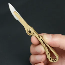 Outdoor Brass Portable Pocket Keychain Utility Knife Camping Folding Knife Mini Cutter EDC Tool Replaceable Blade