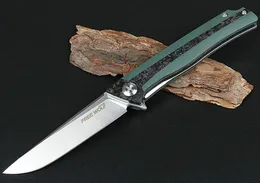 Ny kullager Flipper Folding Kniv D2 Drop Point Satin Blade CNC Kolfiber + Rostfritt stålplåt Hantera EDC-knivar