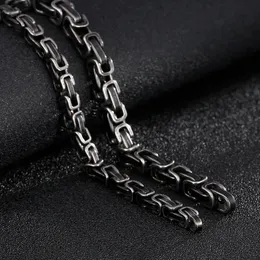 Vintage Black Byzantine Link Chain Mens Stainless Steel