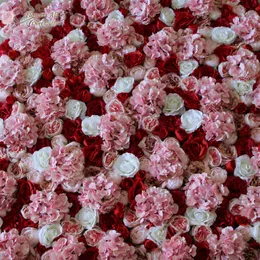 3D Künstliche Blumenwand für Hintergrundhochzeitsdekoration Gefälschte Blumen rote Pfingstrose David Austin Rose neue Hortensien 10 teile/los