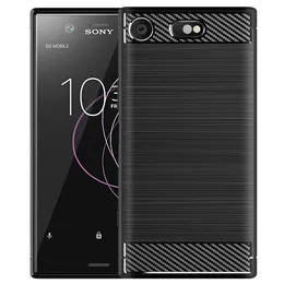 Carbon Fiber Texture Shock Proof Cover Protective Tim Fit Soft TPU Silikon Väska till Sony XPERIA XZ1 COMPACT XZ2 XZ3 Premium XA1 Plus Ultra