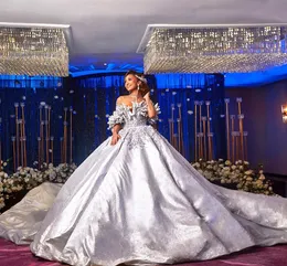 2020 Arabic Aso Ebi lussuoso elegante cristalli sexy a maniche lunghe abiti da sposa a torro a torro zj0433