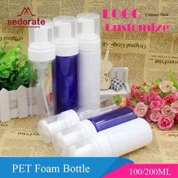 Sedorate 20 teile/los PET Klare Pumpflaschen 100 ML 200 ML DIY Schaum Produkt Pet Weiß Blau Nachfüllbare Flaschen Behälter ZM024