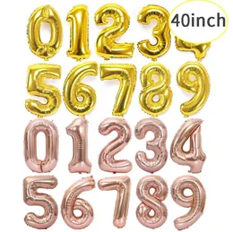 40 Inch Helium Air Balloon fly up Number Shaped Gold Silver Rose Golden Inflatable Ballons Birthday Wedding Party Decoration