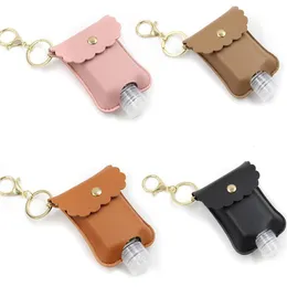 PU Leather Travel Bottle Holder Hand Sanitizer Holder With Empty Refillable Reusable Bottles Wrist Key Chain Hand Soap Bottle Holder SN4550