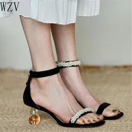 Sommer Frauen Sandalen Vintage Perle Offene spitze High Heels Nach Zipper High Heel Sandalen Frauen Designer Schuhe H815