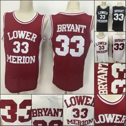 NCAA Aşağı Merion 33 Bryant Jersey College Erkekler Lise Koleji Basketbol Kırmızı% 100 Stiched Erkek Formaları Boyut S-XXL