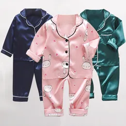 Höst 2020 Barnens pyjamas Set Baby Boy Girl Clothes Casual Långärmad SleepWear Set Kids Tops + Pants Toddler Kläder