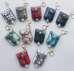 Hand Sanitizer Holder PU Leather Perfume Bottle Cover Leopard Sanitizer Bottle Bags Keychain with 30ML Bottle Girls Kids Gifts 11 Style 5818