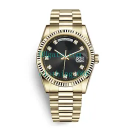 Relógios de pulso de luxo 118238 Daydate 36mm Ouro Prata Pulseira de Aço Inoxidável Movimento Mecânico Automático Masculino Luminoso Men'237J