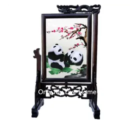 Dragon Home Decoration Office Table Decor Accessories Ornaments Wenge Wooden Frame Chinese Hand Silk Embroidery Finished Christmas Gift