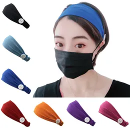 Masken Stretch Stirnband Gesichtsmaske Halter Knopf Stirnband Damen Sport Yoga Solid Orange Rose Rot Blau Stirnband