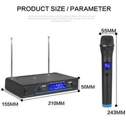 Freeshipping беспроводной микрофон 2Channel VHf микрофон профессиональный Ручной микрофон для партии караоке церкви шоу встречи