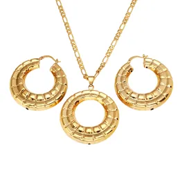 Äthiopische Trendy Hoop Anhänger Halskette Ohrring Gold Farbe Afrikanische Frauen Charm Schmuck Sets