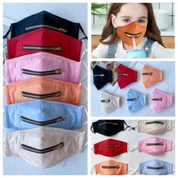 Kids 2 in 1 Face Mask With Adjustable Zipper Children Dustproof Cotton Washable Protective Designer Masks 6styles boom2017