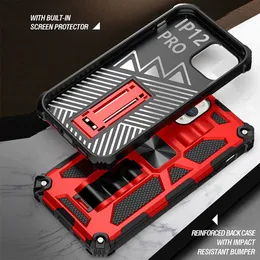 Armor Shockproof Cell Phone Cases Magnetic Bracket Kickstand Hybrid Military Protector Back Cover Case for iPhone 12 11 Pro Max XR XS 78 Plus