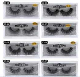 Multistyles Sälj 100% Real Siberian 3D Full Strip False Eyelash Lång Individuell Ögonfransar Lashes Extension 12 Par Gratis frakt