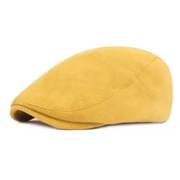 2020 Unisex Bomull Flat Newsboy Driving Hat Cap Yellow Green Simple Berets Konstnärlig ungdom Casquette Retro Ivy Cabbie Cap