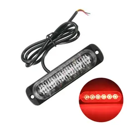 1x Red 6 LED Slim 12V 24V 24LED Strobe Light Car Moto Trucks LED Side Marker Lamps Flashing Warning Light Bulbs Lamps