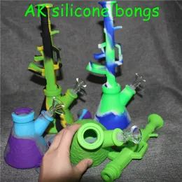 Silicone Bongs Percolators Perc removíveis Pipes água direto bongo Bong Com Glass Bowl Mini Bongos