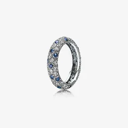 Ny lista 925 sterling silver kosmiska stjärnor ring med blå kristall cz för kvinnor bröllop engagemang ringar mode smycken gratis frakt