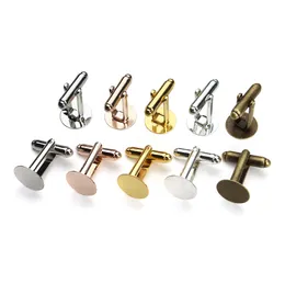 Brązowy Srebrny Pozłacany Okrągły 15mm Płaski Pad Cabochon Cufflinks Pusta Tray Bezel DIY Materiały do ​​tworzenia biżuterii