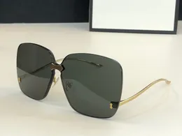 Ny 0352 designer solglasögon för kvinnor mode wrap solglasögon ramlös beläggning spegel lins kolfiber ben sommarstil topp qual289w