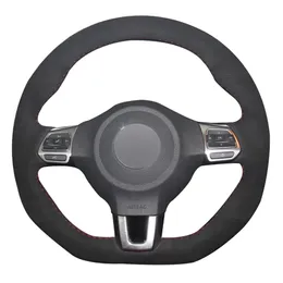 Black Suede DIY Car Steering Wheel Cover for Volkswagen Golf 6 GTI MK6 VW Polo GTI Scirocco R Passat CC R-Line 2009-2016