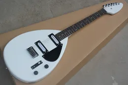 Biały Kształt Kształt Ciała Gitara Elektryczna z Czarnym PictuGuard, Chrome Hardware, Resewood Fingerboard, 2 Pickups, można dostosować