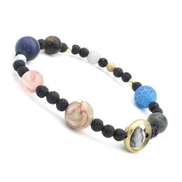 universe Eight planets bracelet agate natural stone beads charm bracelets mens jewelry drop ship