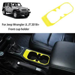 Yellow Front Water Cup Holder Decorative Cover för Jeep Wrangler JL JT 2018 Auto Internal Accessories288w