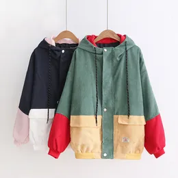 Kids Clothing Outwear Jackets Student Girls Fashion Warm Corduroy Hooded