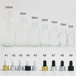10ml 20ml 30ml 50ml 100ml Clear Glass Glass Bottle Recarregável Líquido Líquido Recipiente