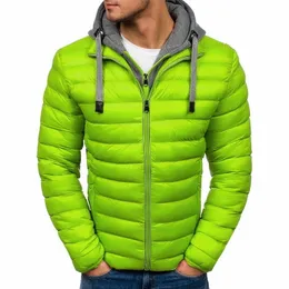 Shujin 2020 Mężczyźni Casual Hooded Parka Kurtka Zimowa Mężczyźni Moda Patchwork Bawełna Wyściełane Płaszcze Szczupły Gruby Ciepły Lekki Znosić