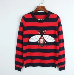 Fashion-Honey Bee Cherry Applique Broderi Sweater 2018 Höst Vinter Mode Kvinnor Långärmad Stickning Tröja Pullovers Kvinnor Toppar