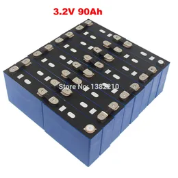16PCS/Lot 3.2V 90Ah LiFePO4 Prismatic Cell Max 2C 180A Discharge For EV Battery Pack With BUS BARS