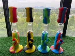 14 tum Silikon Bongs Perc Avtagbar Straight 8 Arms Percolator Rökning Vatten Bong Med Glas Skål Hookahs