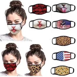 US Warehouse Stock US Flag Printed Face Masks Fashionable Anti Dust PM2.5 Adult Cotton Mask Reusable Washable Ear Loop Mouth Masks FY9120