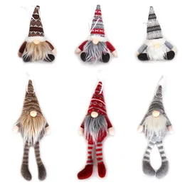 Wesołych Świąt Bożego Narodzenia Długi kapelusz Szwedzki Santa Gnome Pluszowa lalka Ornament Wiszące Xmas Tree Toy Holiday Home Party Decor