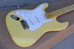 Factory Custom Left Handed Light Yellow Electric Guitar with Vintage Style,Yellow Maple Neck,Chrome Hardware,Can be Customized