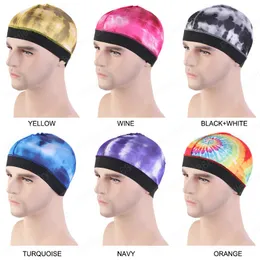 Hop Cap Dome Silk Durags Unisex Verão tingimento respirável Turban Hat Homens Hip