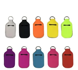 Hand Sanitizer Flaskhållare 30ml Olje Essentials Shampoo Bottle Neopren Sleeve med Keychain Carriers Solid Färg LX2818