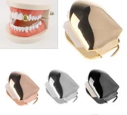 Ny guldfärg hip hop single tand grillz cap top botten grill för halloween smycken gåvor bling anpassade tänder rhinestone deco