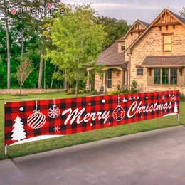 Frohe Weihnachten Outdoor Banner Weihnachtsdekorationen für Zuhause Cristmas Flagge hängende Ornamente Weihnachten Navidad Noel Frohes neues Jahr