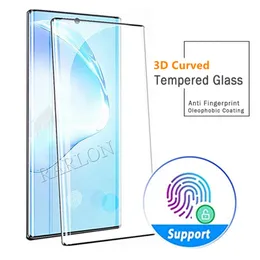 För Samsung Note 20 Ultra 3D Curved Screen Protector Bubble Fodral Fodral Fingeravtryck Touch Temperat glas för Galaxy S20 Plus S10 10 9